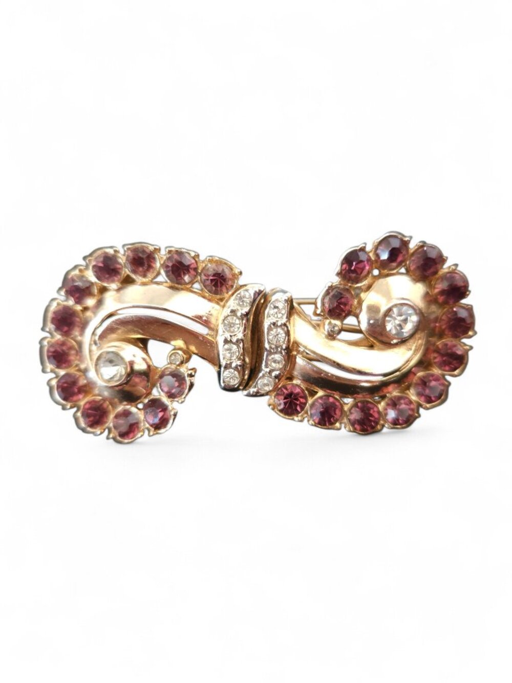 Vintage Coro Rhinestone Duette Fur Clips Brooch